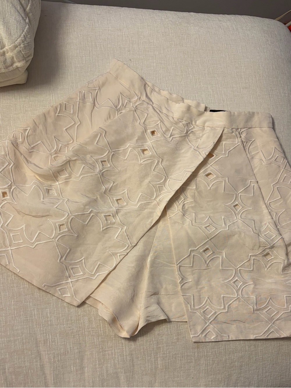 Tibi Cream Embroidered Skort
